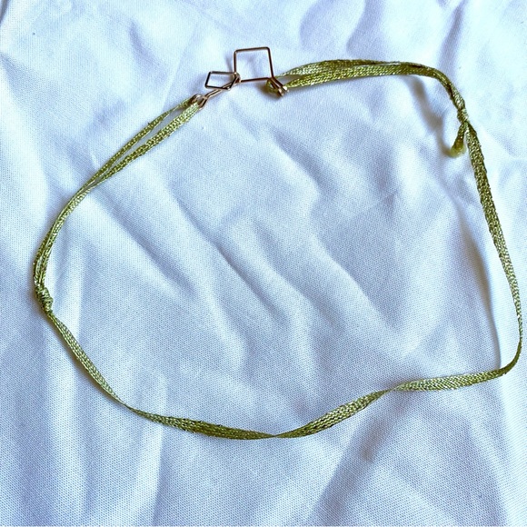 Anthropologie Bright Green Sparkly Adjustable Ribbon Bracelet/Choker - Picture 4 of 4